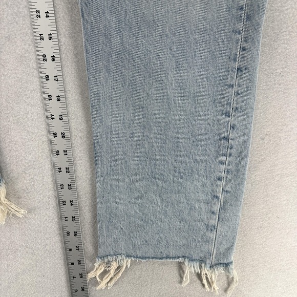 Nuuds Curvy Straight Jeans Womens 29 Blue High Rise Distressed Denim Raw Hem - Picture 11 of 15